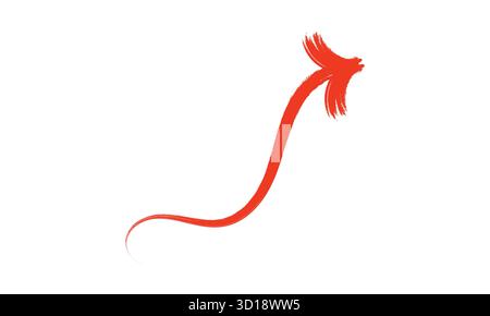 Minimalistisches Rotes Phönix-Symbol – Abstraktes Mythisches Pfeil-Vektor-Design. Roter Pfeil auf weiß Stock Vektor