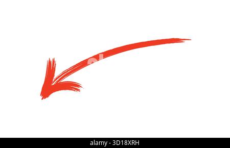 Gekrümmter Roter Pfeil – Richtungsgrafik Für Pinselstriche Nach Unten Links. Rotes Pfeilsymbol Stock Vektor