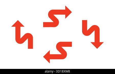 Rote Spiralpfeile – Symbolsatz Für Abstrakte Drehrichtung Stock Vektor