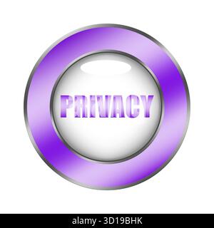 Symbol für die Schaltfläche „Privatsphäre“. Violettes Datensymbol. Sicherheitsschild. Vektorabschirmung. EPS 10. Stock Vektor