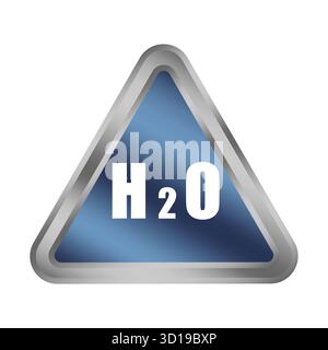 Blaues H2O-Symbol. Metallische Dreiecksform. Wassersymbol Vektor. Chemisches Elementzeichen. EPS 10. Stock Vektor