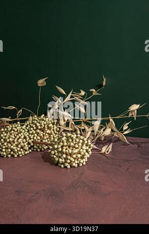 Ein Feld mit gelben Sommerwildblumen mit Gänseblümchen, Johanniskraut und Schmetterlingen, die in der Julisonne glitzern Stockfoto