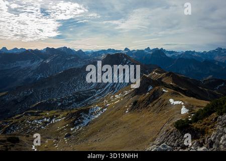 Berglandschaften rund um das Nebelhorn, Allgäuer Alpen, Deutschland Stockfoto