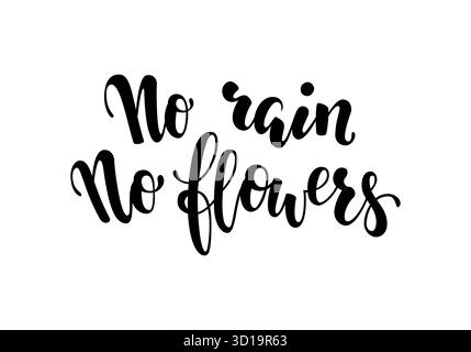 Kein Regen, keine Blumen-Postkarte. Inspirierende und motivierende Zitate. Handpinsel Schriftzug und Typografie Design Kunst, Ihre Designs T-Shirts, Poster Stock Vektor