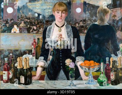 EDOUARD MANET (1832–1883) französischer Künstler, A Bar at the Folies-Bergère, 1882 in der Courtauld Gallery, London. Stockfoto