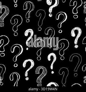 Nahtloses Muster mit handgezeichneten Kritzelfragzeichen. Vektorabbildung Stock Vektor