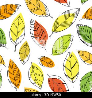 Wunderschönes nahtloses Doodle-Muster mit Blätter-Skizze. Design Hintergrund Grußkarten und Einladungen zur Hochzeit, Geburtstag, Muttertag Stock Vektor