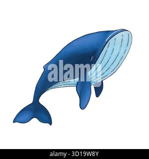 Vektor netter Karikaturblauwal isoliert auf weißem Hintergrund Stock Vektor