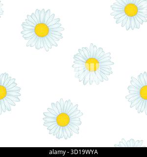 Nahtloses Muster mit Blumen Gänseblümchen. Design für Grußkarten und Einladungen zu Hochzeit, Geburtstag, Valentinstag, Muttertag und anderen saisonalen Veranstaltungen Stock Vektor