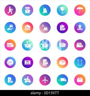 Vektorsymbole auf Farbverlaufsrunden Stock Vektor