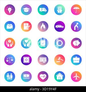 Vektorsymbole auf Farbverlaufsrunden Stock Vektor