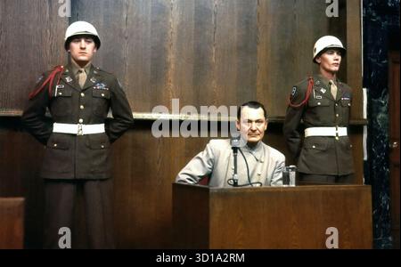 HERMAN GÖERING (1893–1946) Nazi-Militärführer bei seinem Prozess in Nürnberg 1946 Stockfoto