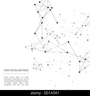 Abstrakter geometrischer Hintergrund mit Verbindungspunkten und Linien. Weißer digitaler Hintergrund. Netzwerkkonzept Stock Vektor