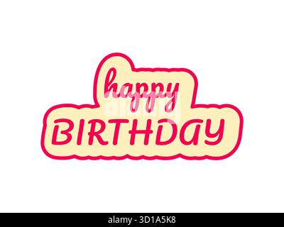 Happy Birthday Textvektor mit roter Umrandung und gelbem Hintergrund perfekt für Grußkarte Design Poster oder festliche Feier Kunstwerk mit che Stock Vektor