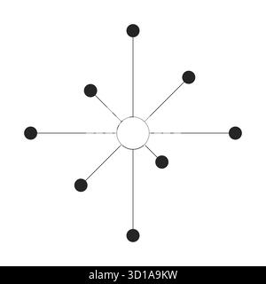 Radiales Netzwerk Knoten Diagramm 2D-Linienobjekt Stock Vektor