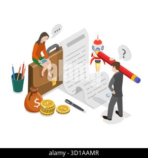 Isometrische 3D-Darstellung der Leistungen für Mitarbeiter, Vorteile für Mitarbeiter. Punkt 2 Stockfoto