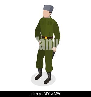 3D Isometrischer flacher Satz von Militärpersonen, Zeichen in Uniform. Punkt 7 Stockfoto