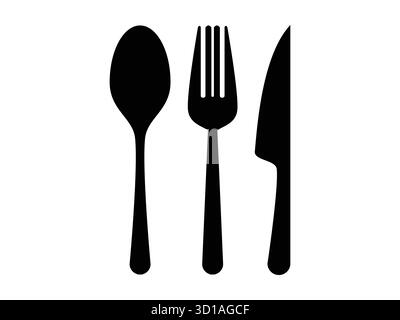 Hochwertiges Besteck Icon Vektorset mit Löffel, Gabel und Messer. Perfekt für Restaurantlogos, Küchen-Branding, Menüdesigns und kulinarische Busi Stock Vektor
