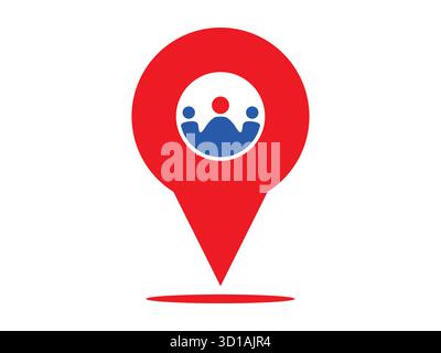 Minimalistisches Pin Point Personensymbol mit Positionsmarkierung des Benutzers. Perfekt für Karten, GPS-Apps, Navigationsschnittstellen und UI-Design. Vektorstil bereinigen, e Stock Vektor