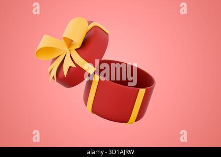 Rote und gelbe Geschenkboxen mit Schleife Stockfoto