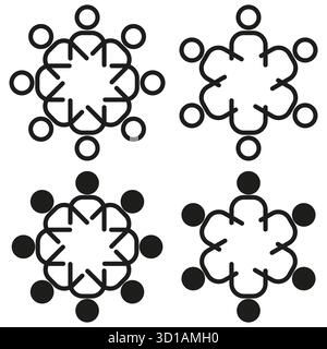 Teamwork-Symbolgruppe. Gruppenkreissymbole. Einfaches Geschäftskonzept. Vektor-Community-Sammlung. EPS 10. Stock Vektor