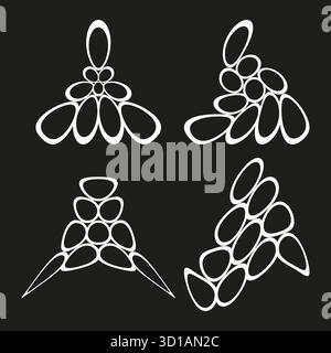 Cluster in Tropfenform. Abstrakte geometrische Formen. Stilisiertes Vektorelement. Weiße Linien. EPS 10. Stock Vektor