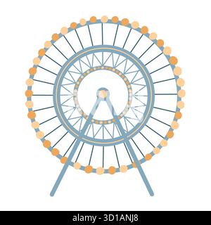 Blaues Riesenrad. Vergnügungspark Attraktion. Isoliertes Konstruktionselement, Symbol. Jahrmarkt, Karneval, Festival. Illustration des Vektors auf weißem Hintergrund isoliert Stock Vektor