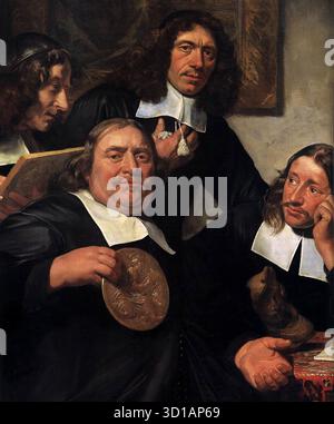 BRAY, Jan de (* 1627, Haarlem, d. 1697, Haarlem) The Governors of the Guild of St Luke, Haarlem (Detail) 1675 Oil on Canvas Frans Halsmuseum, Haarlem --- Schlüsselwörter: ----------------- Autor: BRAY, Jan de Titel: Die Gouverneure der Gilde von St. Lukas, Haarlem (Detail) Zeitlinie: 1651-1700 Schule: Niederländisch Form: Malerei Typ: Porträt Stockfoto