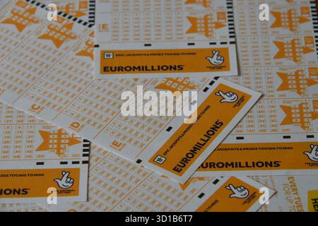 Nationale Lotterie EuroMillions Spielzettel Stockfoto