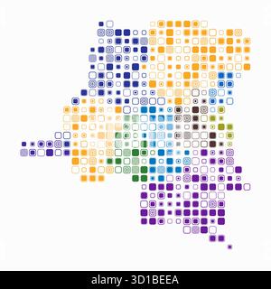 Demokratische Republik Kongo, Form des Landes, gebaut aus farbigen Zellen. Stock Vektor