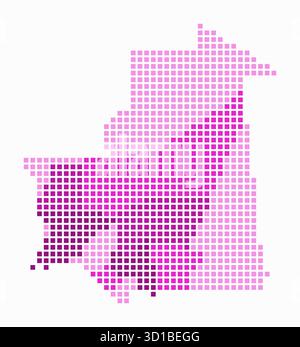 Gepunktete Karte von Mauretanien. Digitale Landkarte des Landes auf weißem Hintergrund. Mauretanienform mit quadratischen Punkten. Farbige Punkte. Stock Vektor