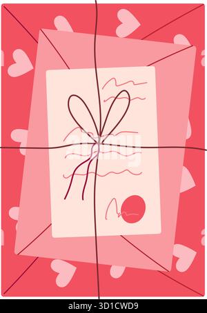 Geschenkkarte Mit Flachem Herz Stock Vektor