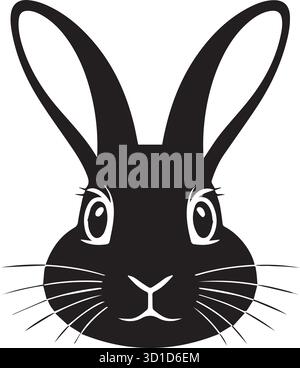 Schwarzes Kaninchen Gesicht Silhouette Vektor Stock Vektor