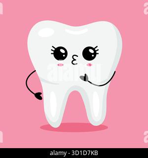 Eine Zeichentrickfigur fördert die Zahnhygiene in einem farbenfrohen Kinderdesign Stock Vektor