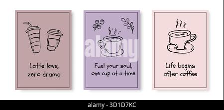 Poster mit handgezeichneten Illustrationen Stock Vektor