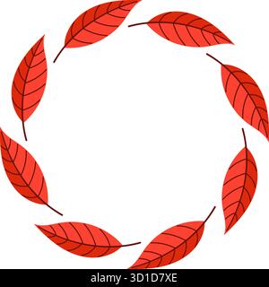 Das kreisförmige Arrangement wunderschöner roter Blätter, das herbstliche Wesen und Charme definiert Stock Vektor