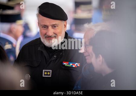 Paris, Frankreich. Oktober 2025. Thierry Sabot (Chef der BRI) während der Einrichtungszeremonie des neuen Polizeipräfekten (kommissar) von Paris Patrice Faure unter dem Vorsitz von Laurent Nunez (französischer Innenminister) in der Pariser Polizeipräfektur Paris, Frankreich, 27. Oktober 2025. Foto: Franck Derouda/ABACAPRESS.COM Credit: Abaca Press/Alamy Live News Stockfoto