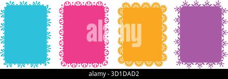 Traditionelle Mexikanische Musterrahmenkollektion. Bunte Dekorative Volkstümliche Dekorationsvorlagen Stock Vektor