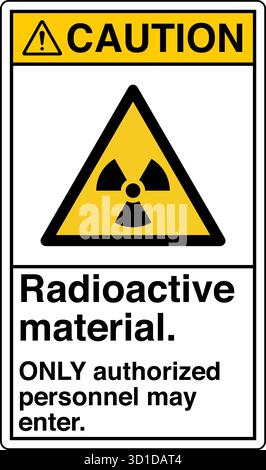 Nach ISO 7010 registrierte Sicherheitszeichen für „Achtung: Radioaktives Material“ sind standardisierte Symbole, die vor Strahlengefahren in bestimmten Bereichen warnen Stock Vektor