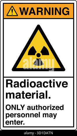 Nach ISO 7010 registrierte Sicherheitszeichen für „Achtung: Radioaktives Material“ sind standardisierte Symbole, die vor Strahlengefahren in bestimmten Bereichen warnen Stock Vektor