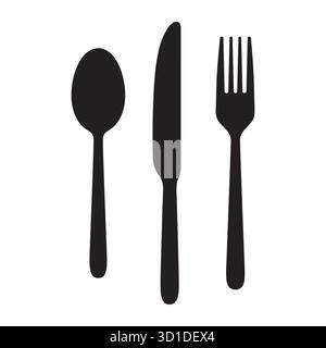 Besteck Silhouette Icons. Löffel, Messer Und Gabel Vektorset. Stock Vektor