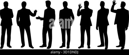 Business People Silhouetten in professionellen Posen – Vektor-Clipart für Unternehmenskonzepte Stock Vektor