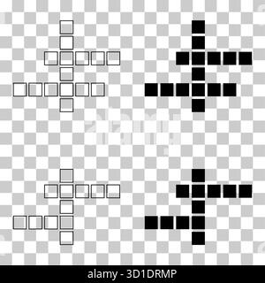 Satz des Konzeptsymbols für Kreuzworträtsel, Kreuzworträtgrafik, Vektorgrafik für Web-Flachvektor. Stock Vektor