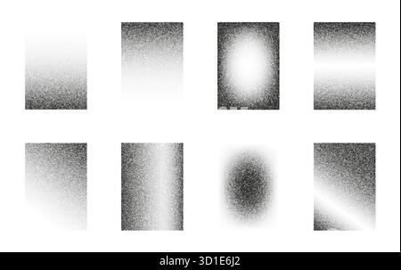 Körnung, Verlauf und Rauschen erzeugen einen vertikalen Hintergrund, in dem sich Körnung, Verlauf und Rauschen mit Punkten, Mustern und abstrakt verschmelzen. Vektorkörnig, rau Stock Vektor