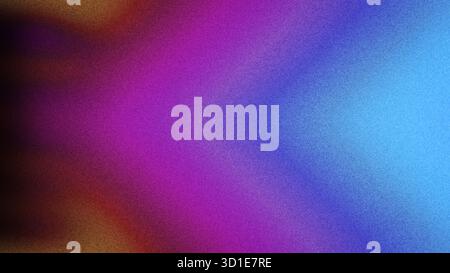 Dieser farbenfrohe Hintergrund zeichnet sich durch eine körnige Textur und einen glatten Farbverlauf aus violetten, blauen und orangen Tönen aus Stockfoto