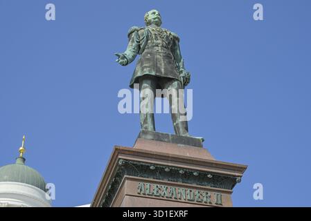 Alexander II. Gedenkstätte, russischer Zar, Senatsplatz Senattori, Altstadt, Helsinki, Finnland Stockfoto