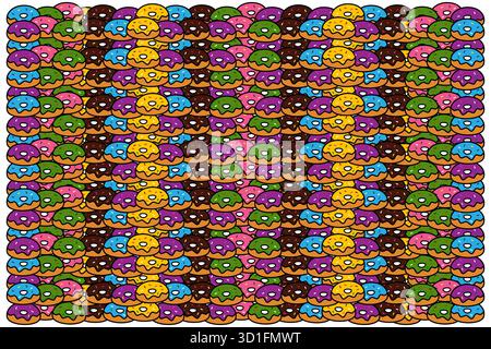 Buntes Donut-Muster. Nahtloses Hintergrunddesign Stock Vektor