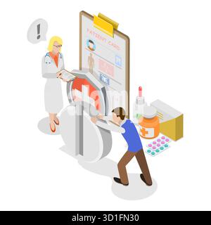 Isometrische 3D-Darstellung der Leistungen für Mitarbeiter, Vorteile für Mitarbeiter. Punkt 3 Stockfoto