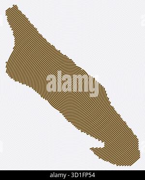 Ringe in Aruba-Form. Länderkarte aus gestapelten Kreisen. Design der Begrenzungsform auf Aruba. Kreative Vektorillustration. Stock Vektor