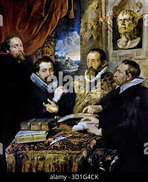 Die vier Philosophen, von Links nach Rechts: Philippus Rubens (des Malers Bruder), Peter Rubens, Justus Lipsius und Jan van der Wouwere von Sir Peter Paul Rubens 1577 - 1640 Flämische Belgien Belgische Stockfoto